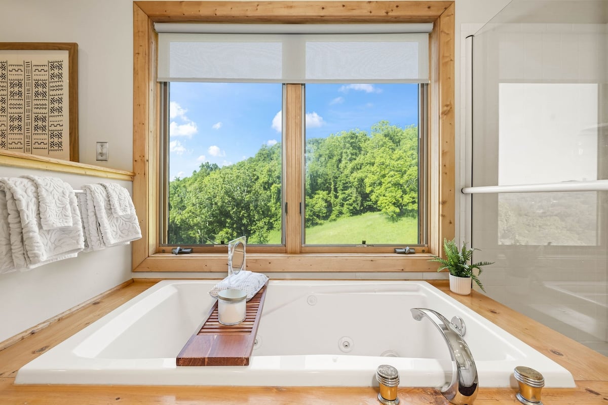 Soak in the tub with mountain views