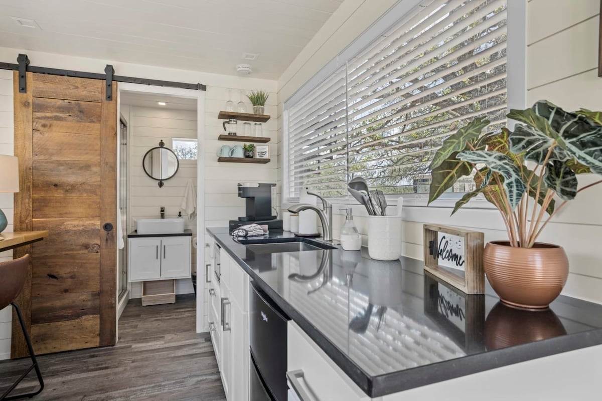 Explore the charm of Fredericksburg from a cozy container home in Fredericksburg, TX