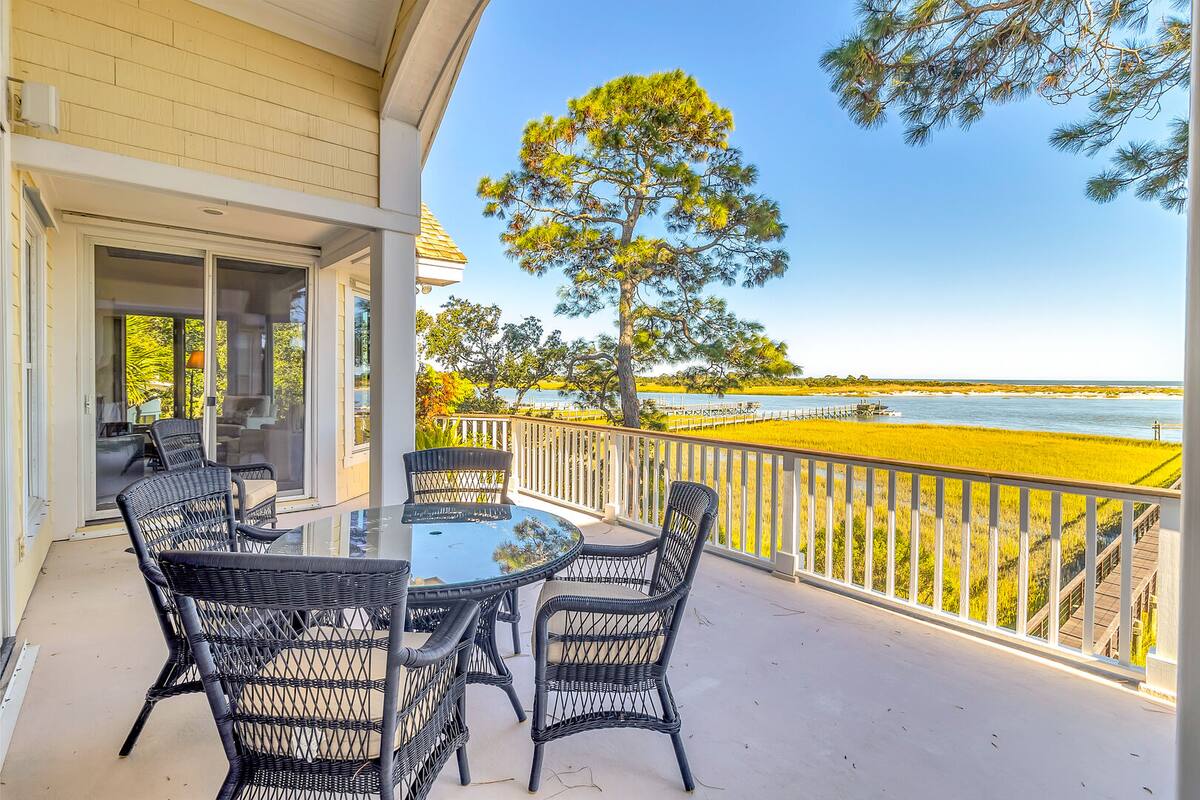Views of the marsh, Kiawah River, and the Atlantic.
