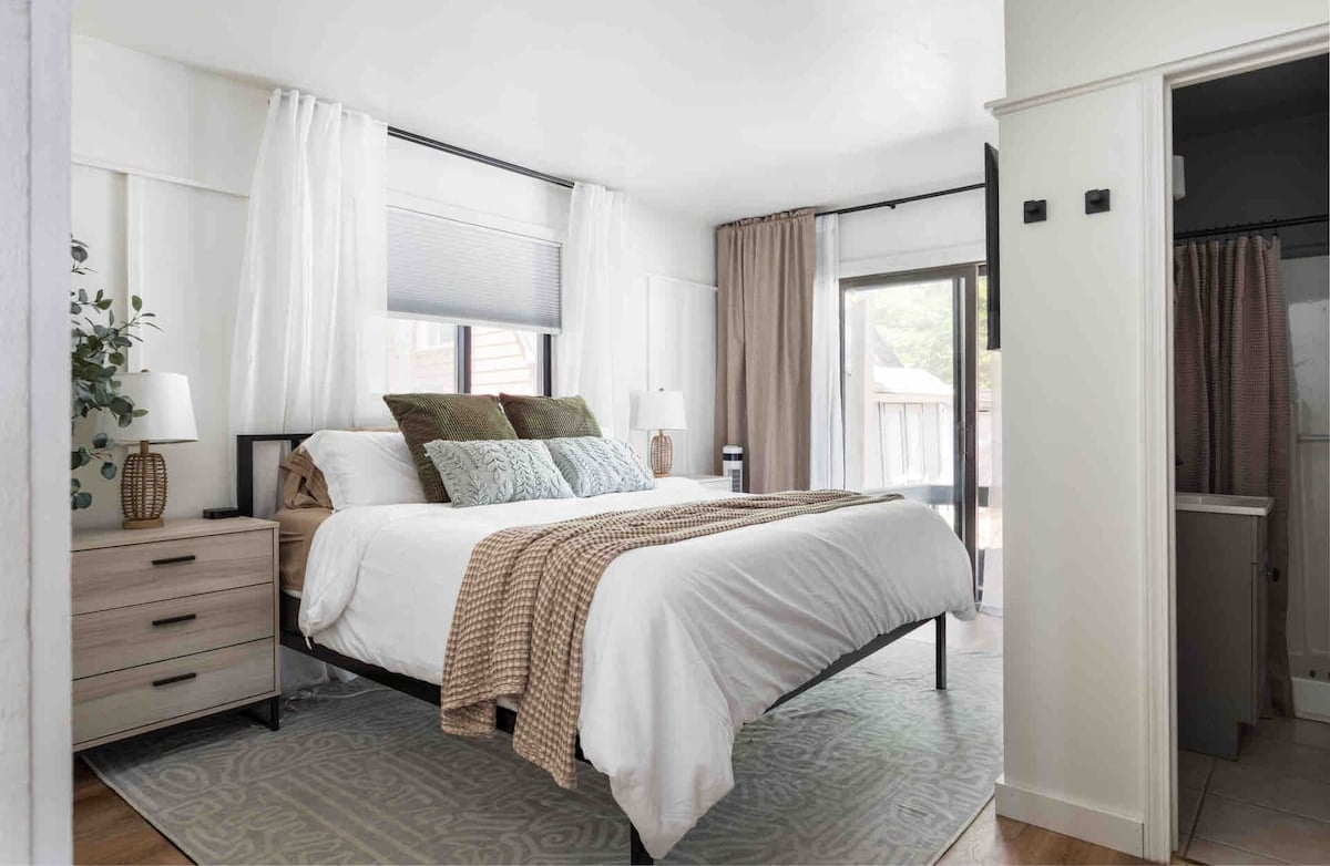 Masters bedroom. Embrace a great night of sleep in our new king size bed!