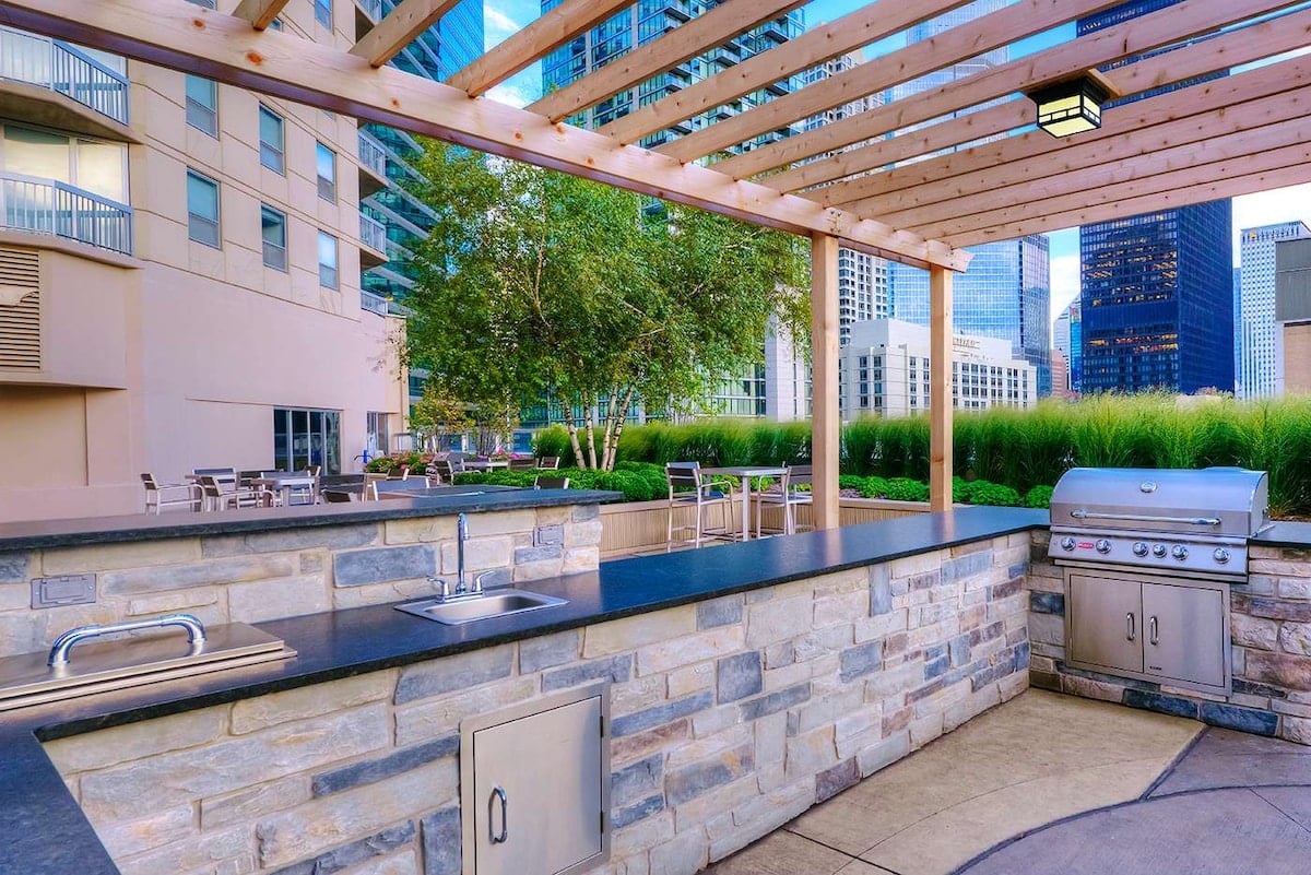Several grilling stations on the 9th floor