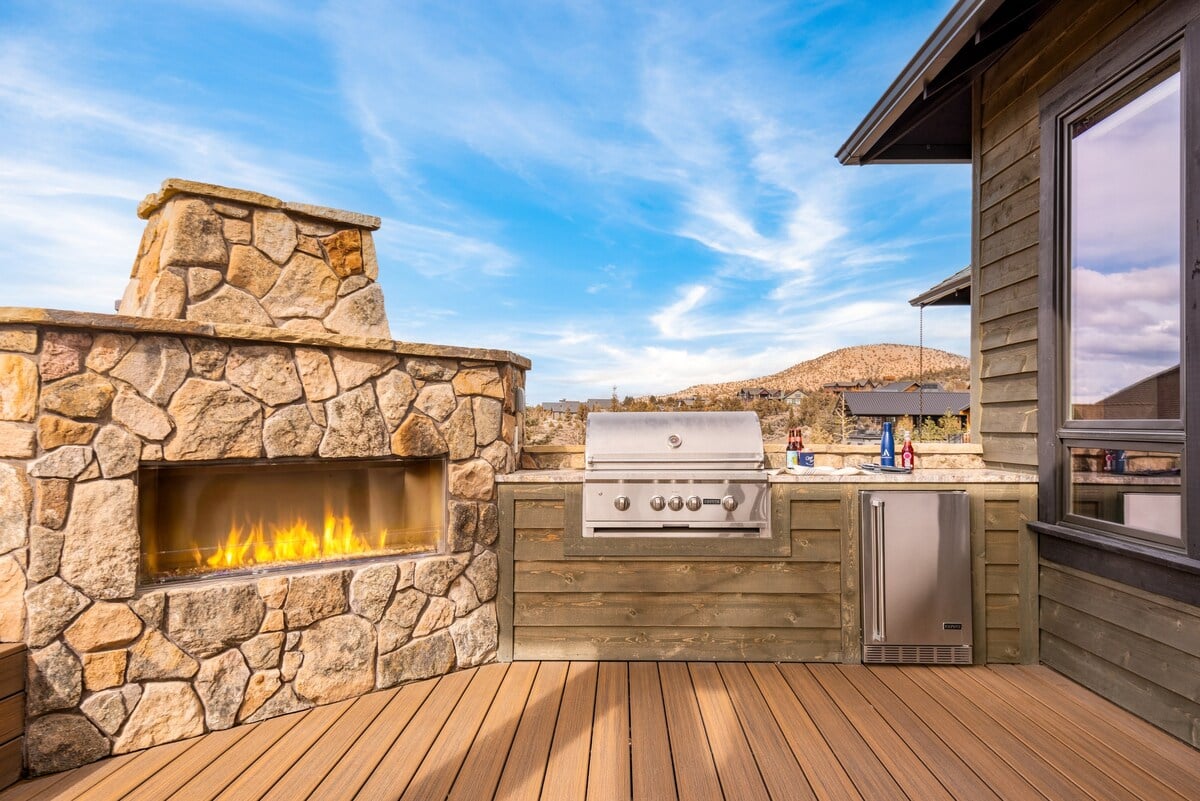 Large BBQ grill and prep area.