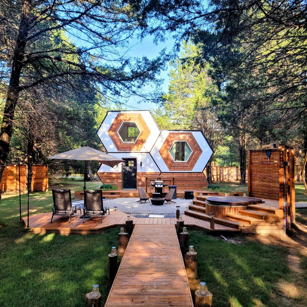 Stay at the Pioneering Bee Hive-Shaped Glamping Resort in Wills Point, TX