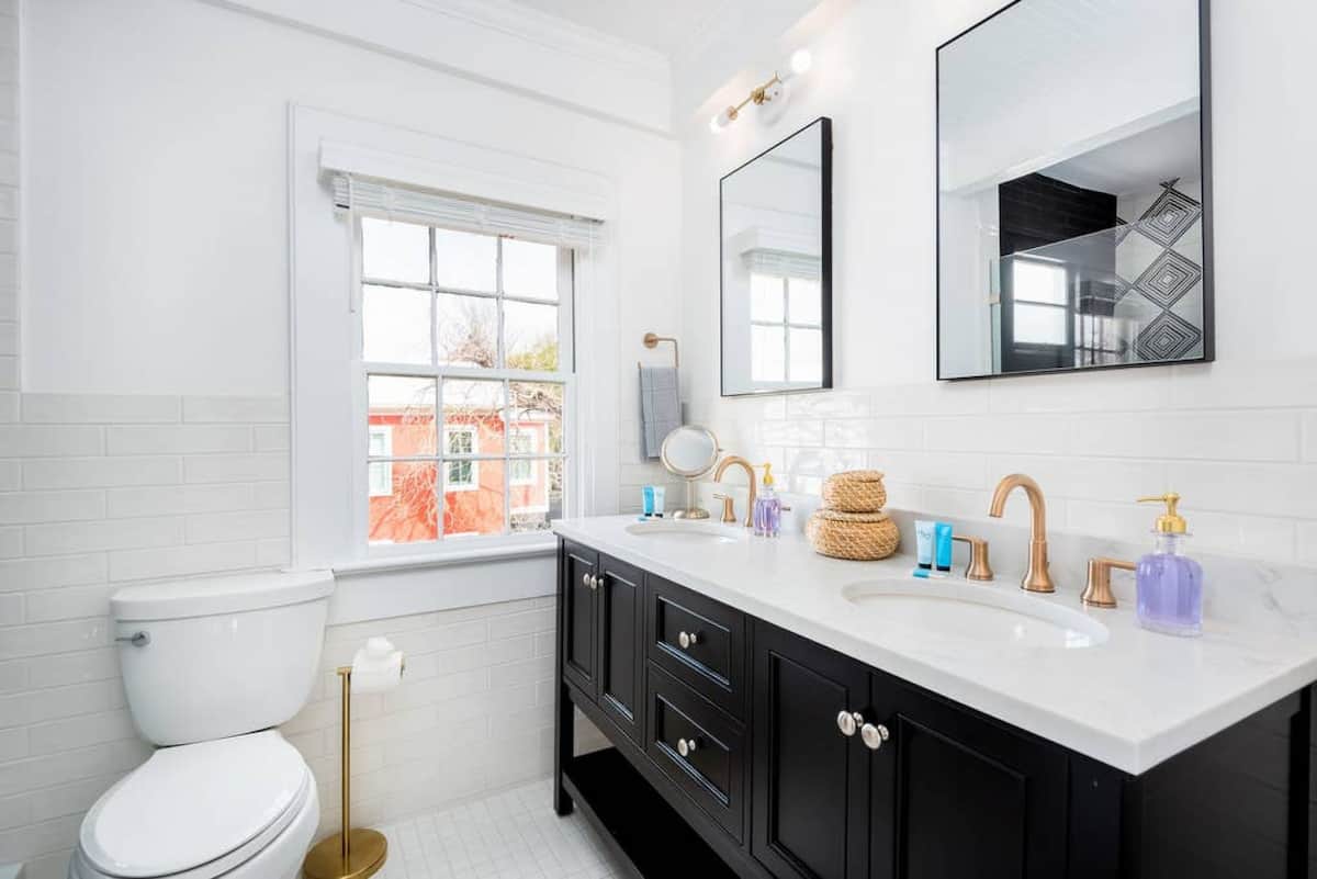 Bathroom #1 with a walk-in shower + soaking tub
