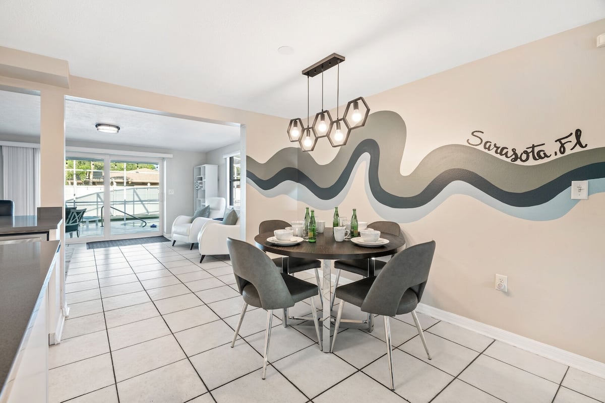 The hand-painted wall murals throughout the home add a level of fun :)