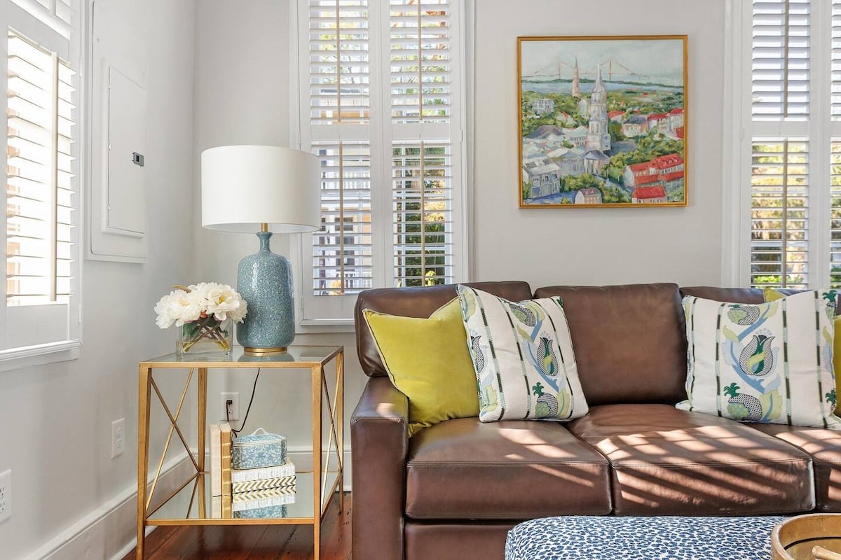 Leather living room couch