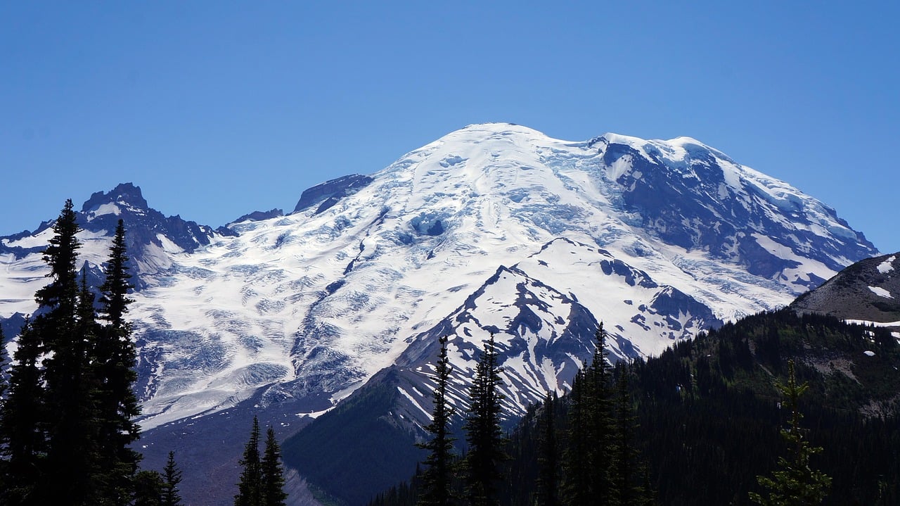 Mount Rainier view from Enumclaw Washington Cascade foothills