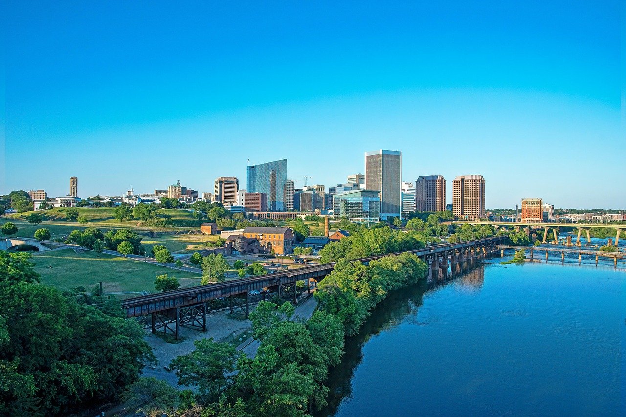 Richmond Virginia downtown skyline James River