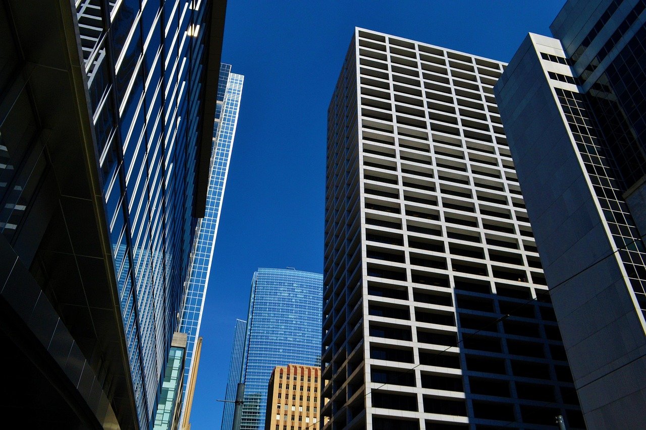 Houston Texas downtown skyline Discovery Green