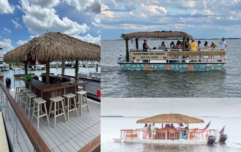 Good Vibes Tiki Cruises - 3 Boats / up to 30 Guests / Bathrooms (Dewey, Rehoboth, and Ocean City, MD Locations)