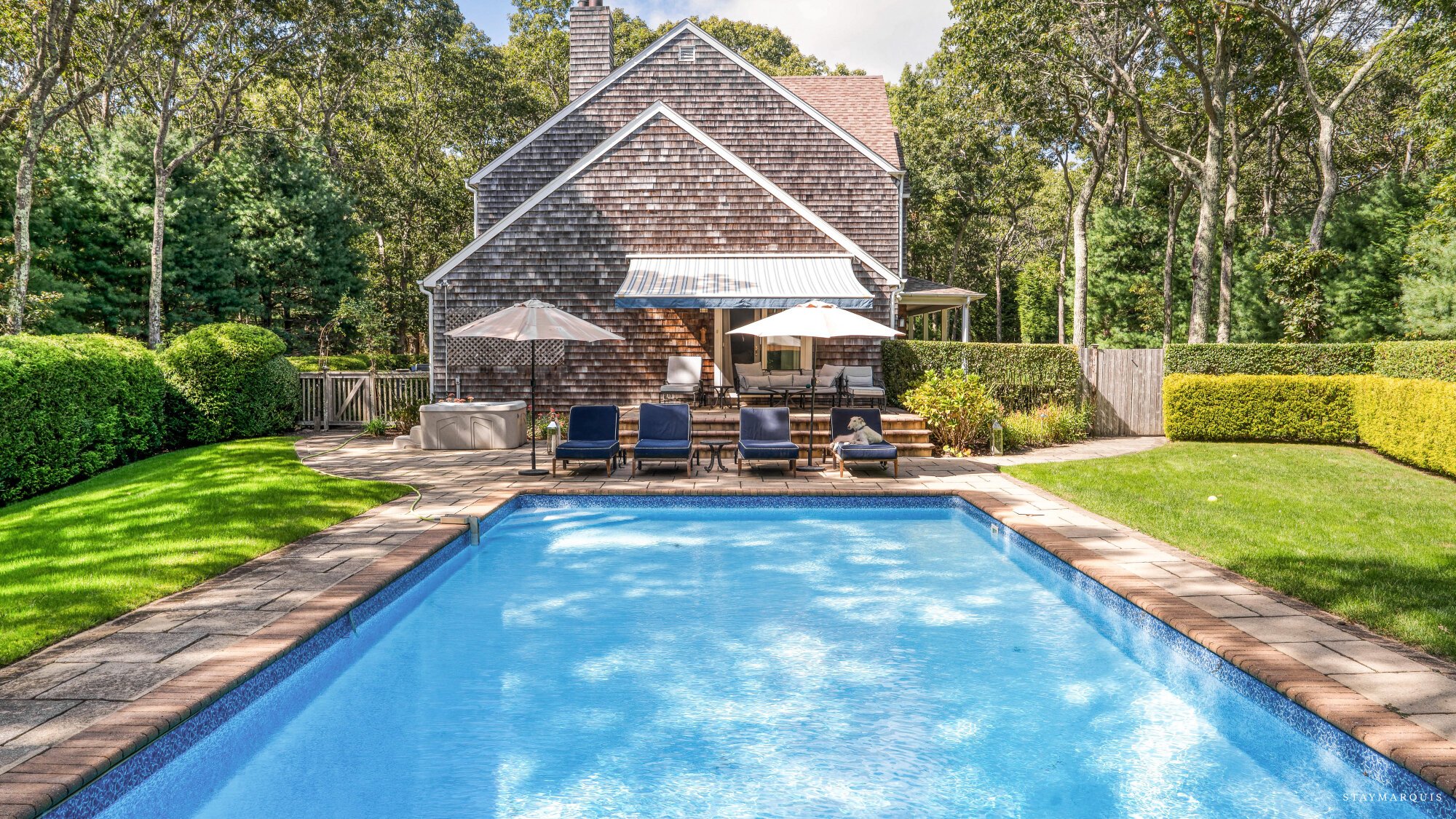 Clean lines and salt air on the quieter edge of East Hampton in East Hampton, NY