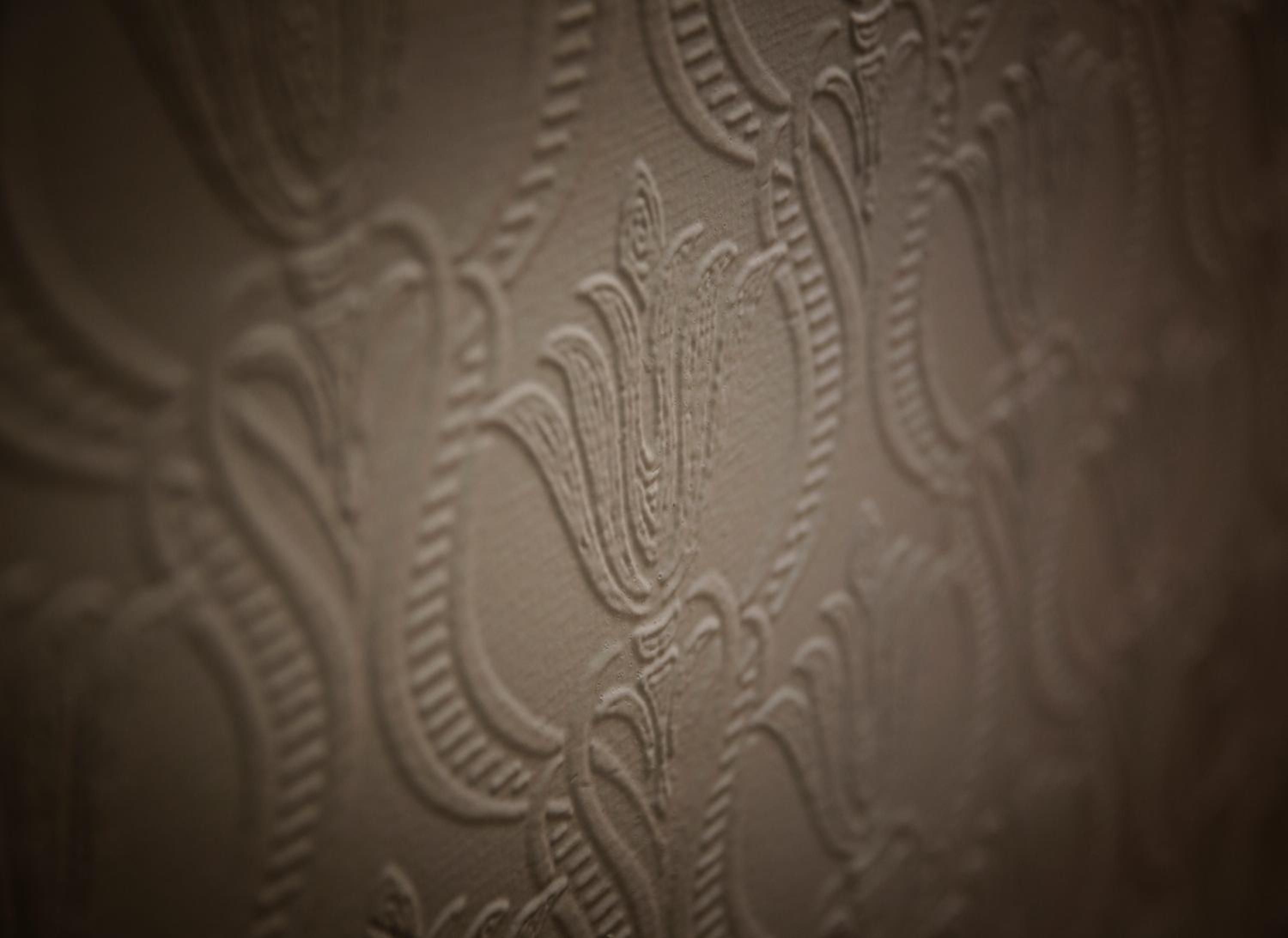 Ornate plasterwork adorns Hotel Drisco's walls, where intricate paisley motifs cast subtle shadows in the warm afternoon light, revealing old-world craftsmanship.
