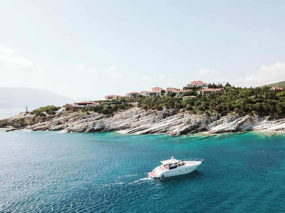 Where the forests of Kefalonia fall into the Ionian Sea in Kefalonia, Ionian Islands