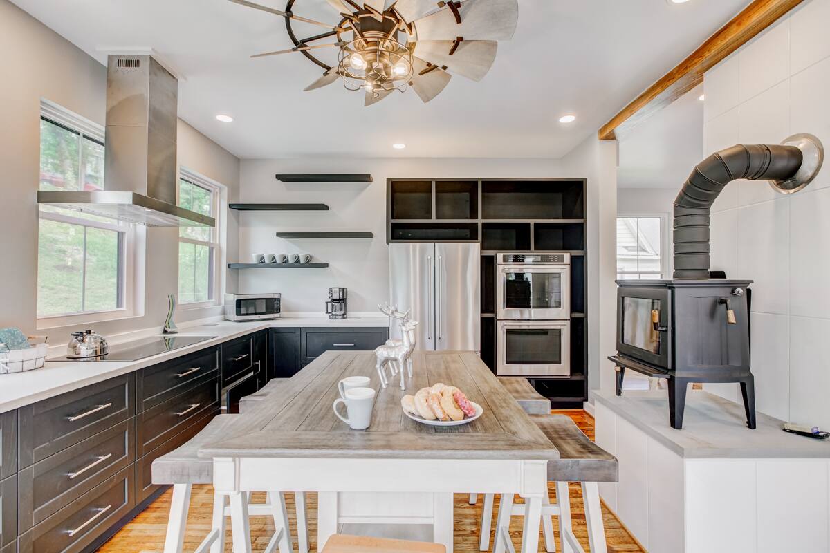"Plenty of glassware and cookware in the kitchen for us to enjoy meals inside."