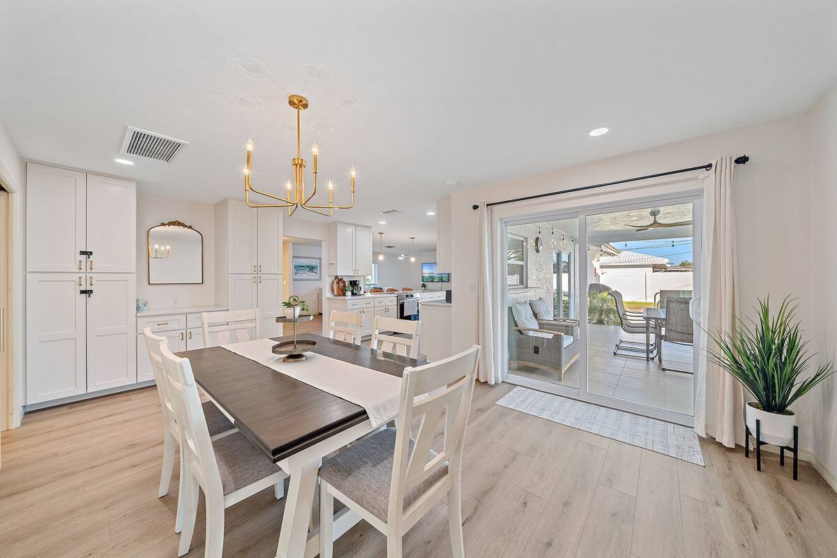 This beautiful dining room table seats 6!