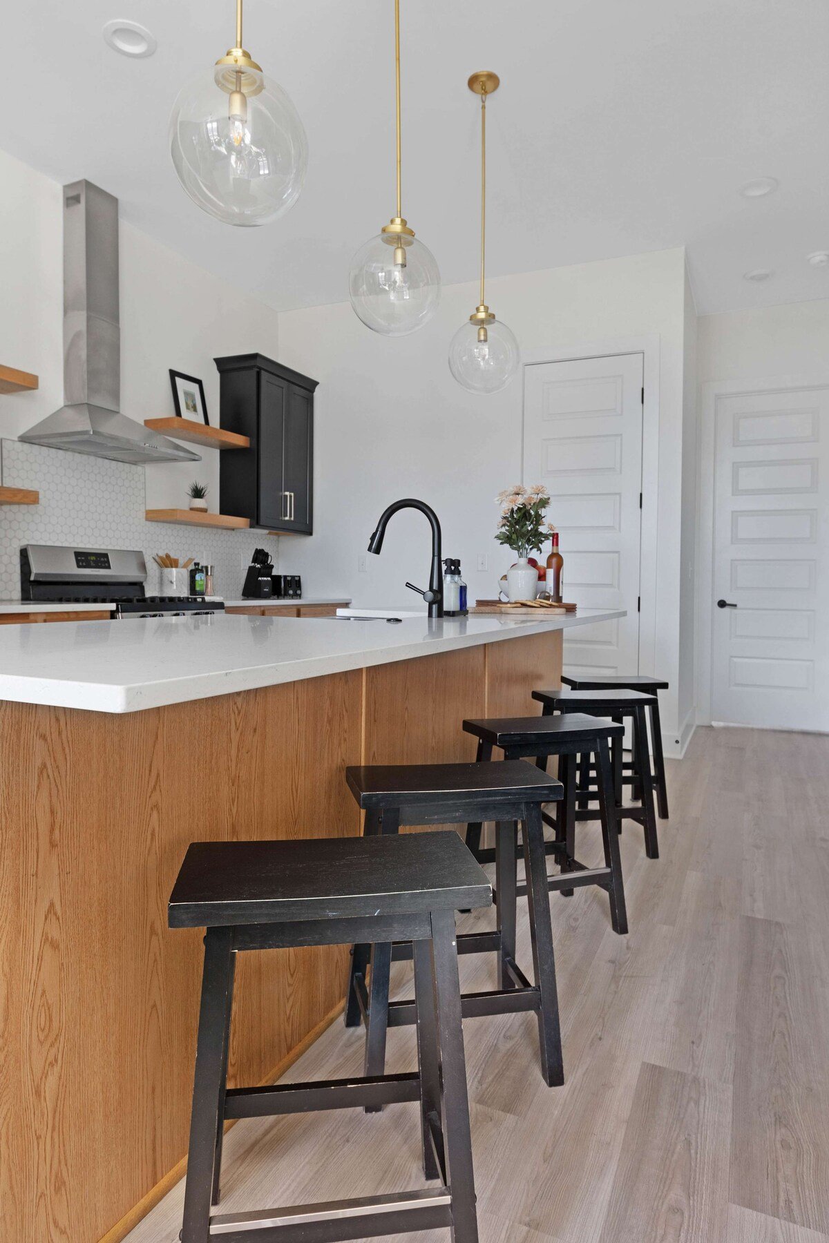 Kitchen island with bar stools—perfect for casual dining