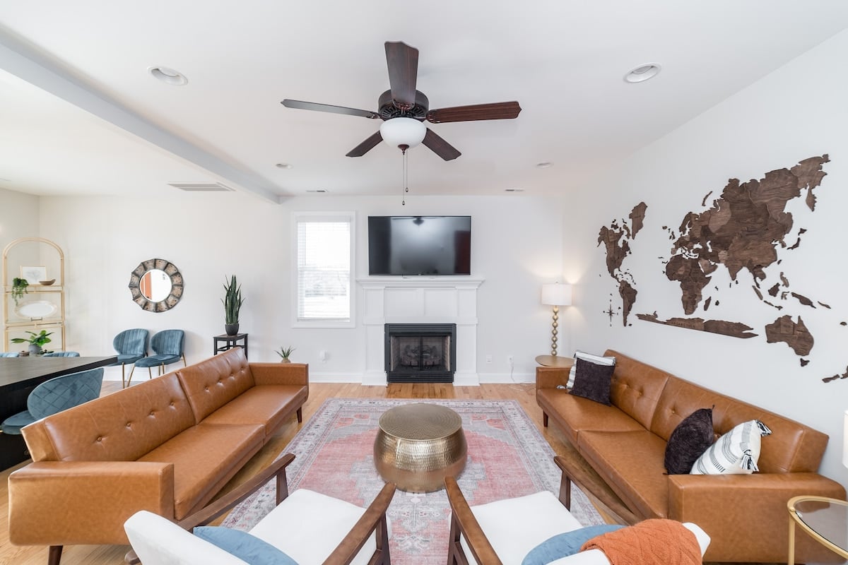 Plenty of seating to gather comfortably in the main living room