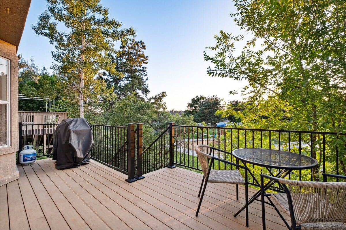 Your back deck has your own gas grill and small dining area.