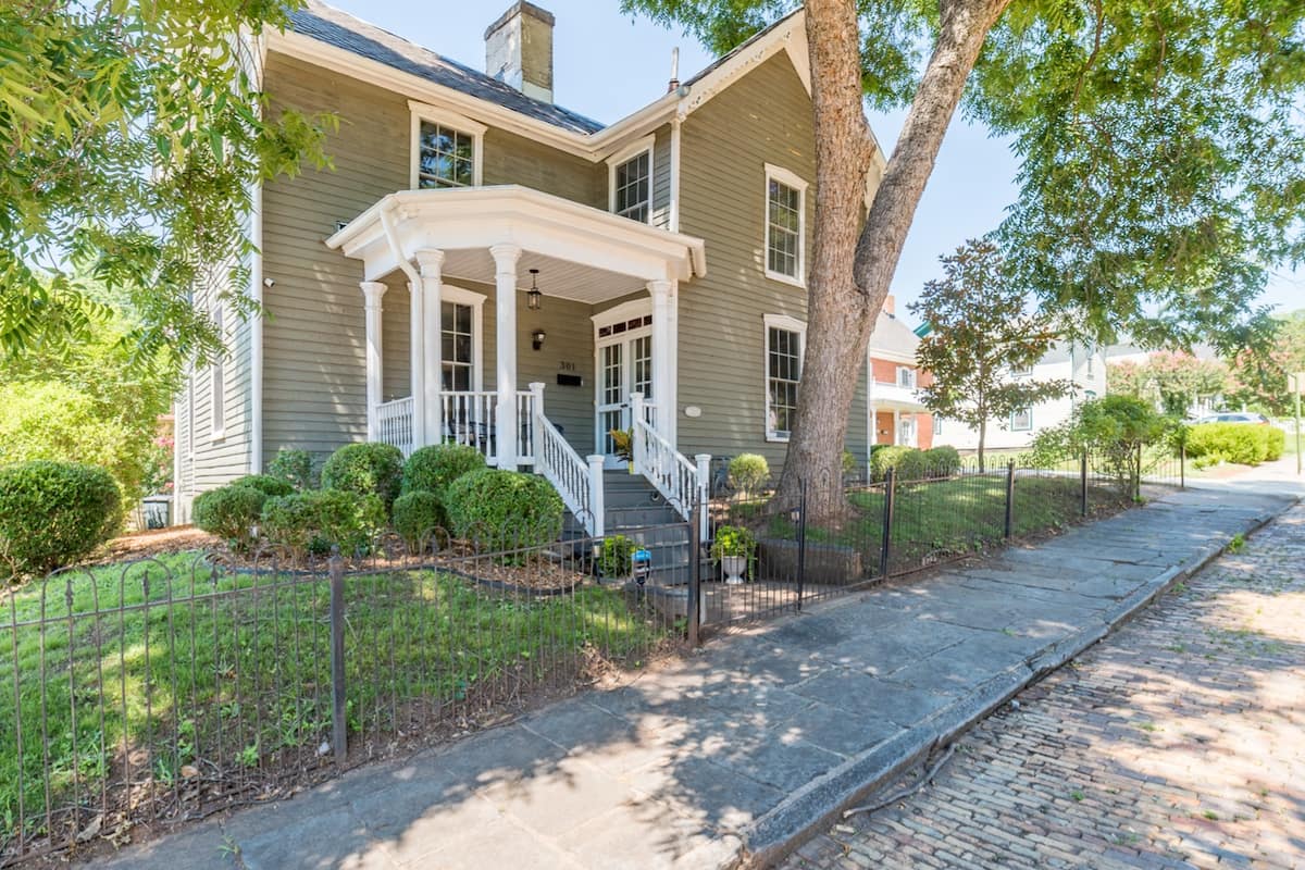 In the heart of a historic district next to downtown Lynchburg.