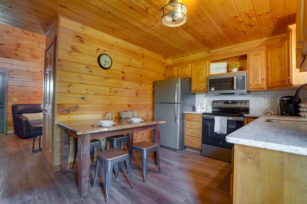 Kitchen area with everything you need for a stay in getaway!