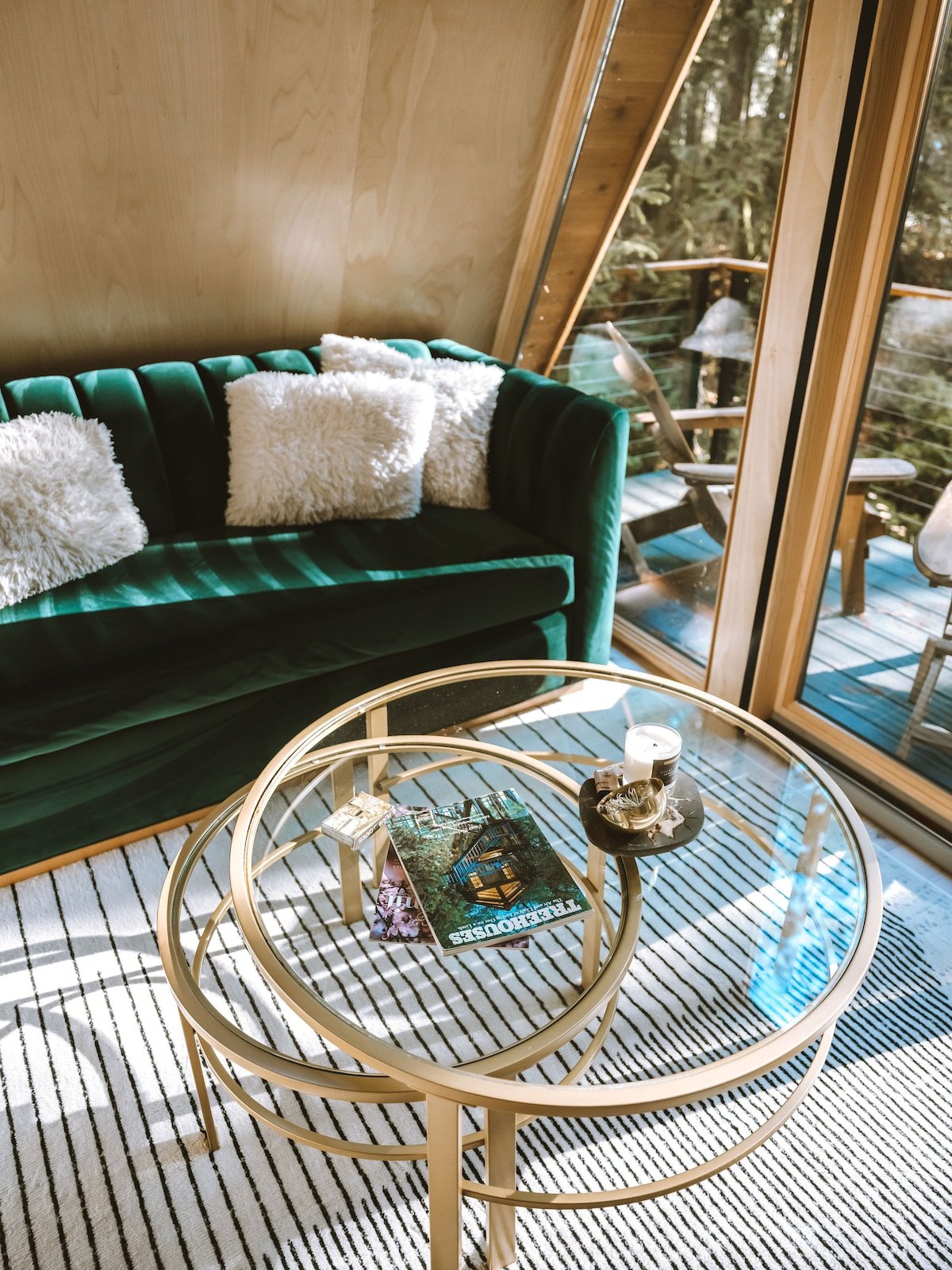 New velvet green sleeper sofa.