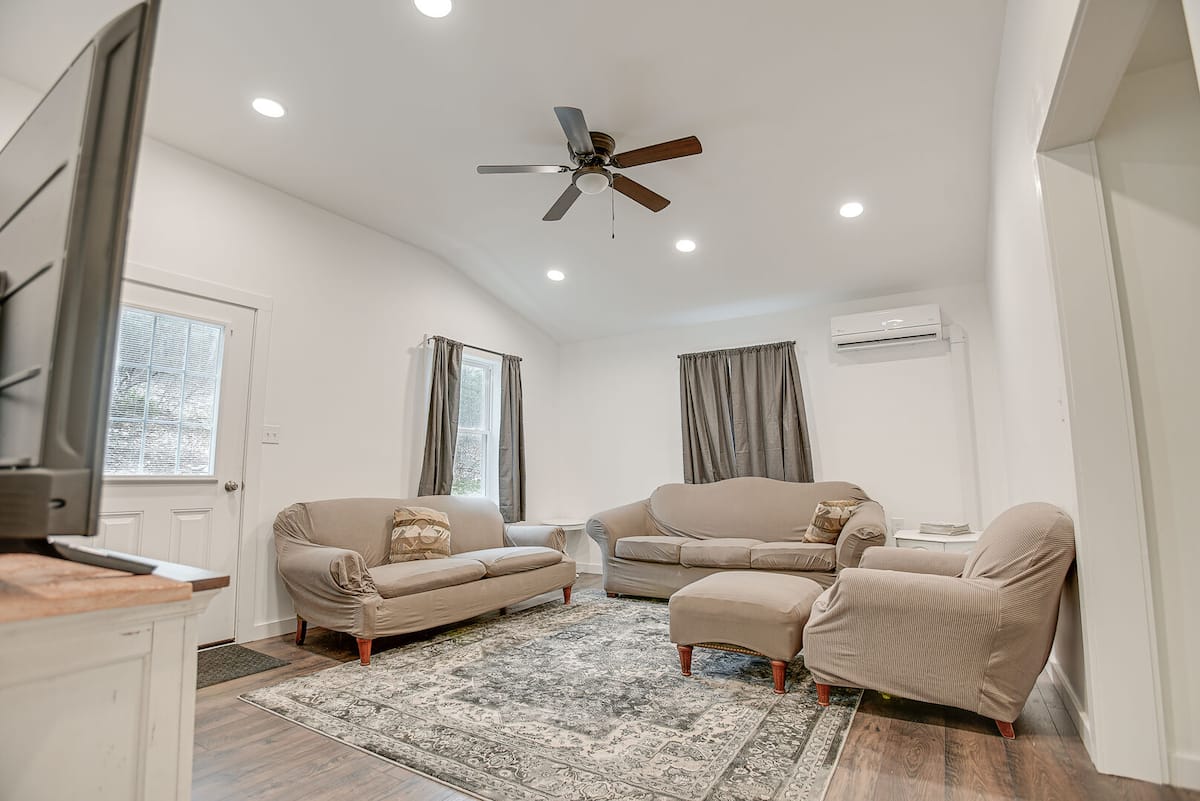 Living room 1 with comfy sofas and a 55" Smart TV!