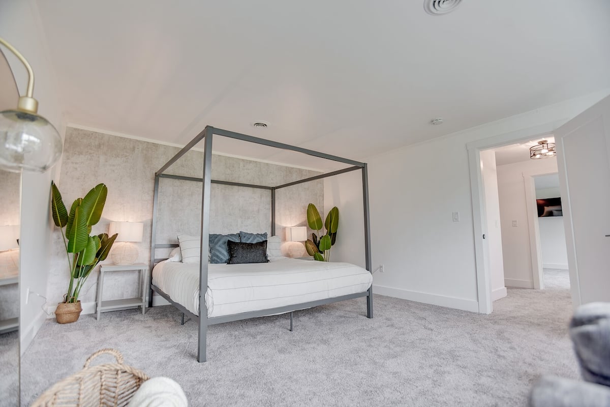This spacious bedroom and dreamy bed will become a haven for you!