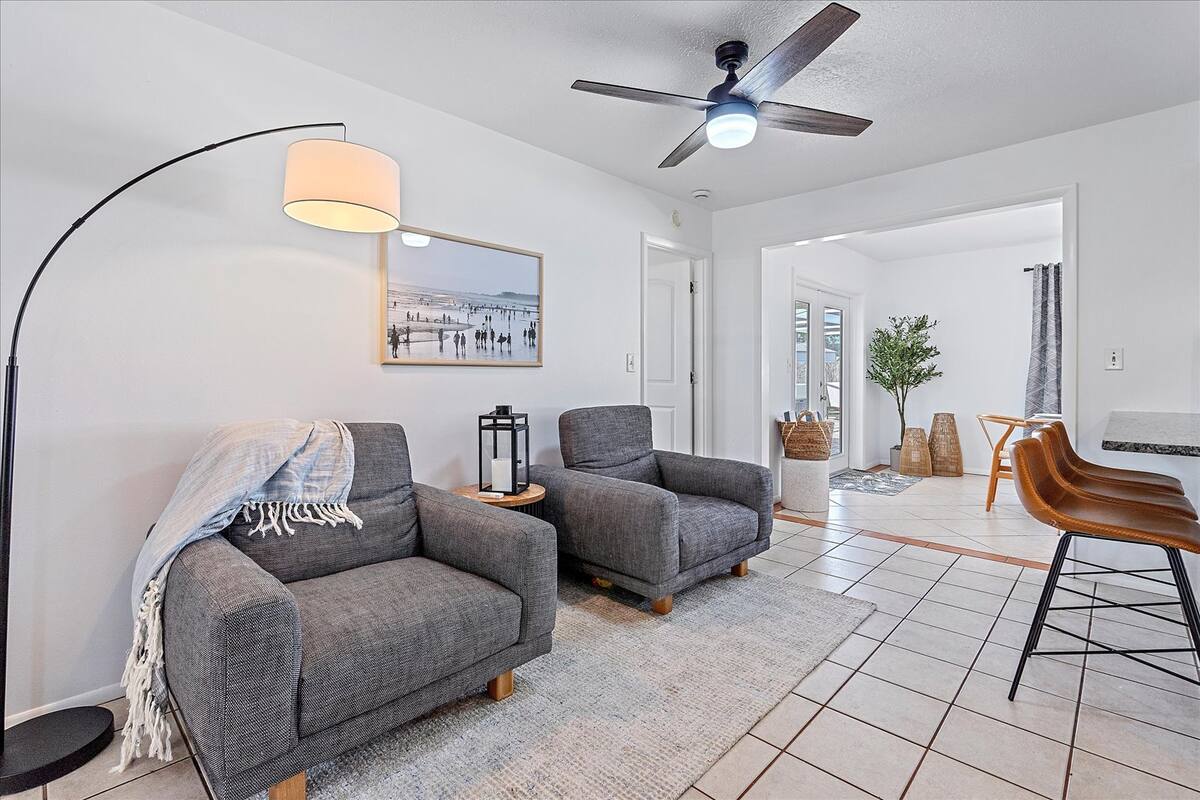 Enjoy a cup of coffee in the mornings on these cozy chairs!