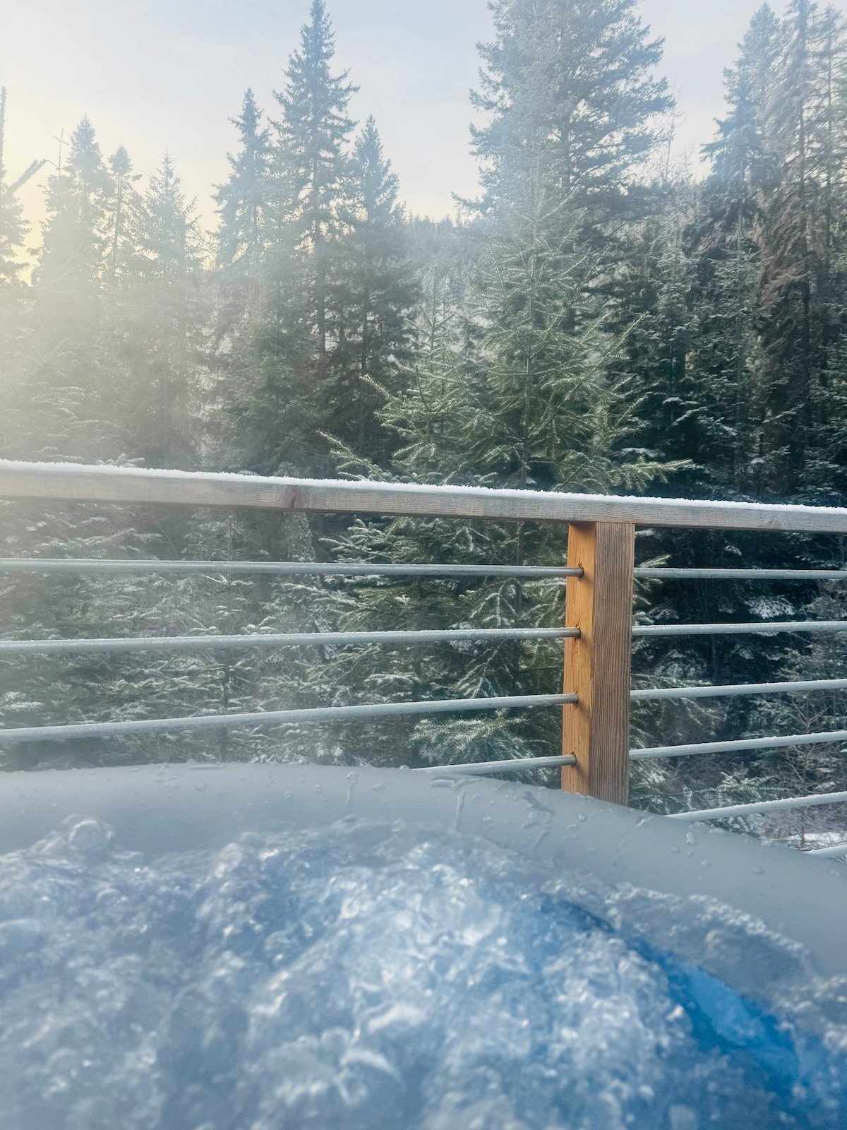 Complete with bubbles and jets. Hot tubs are offered at all cabins. 
