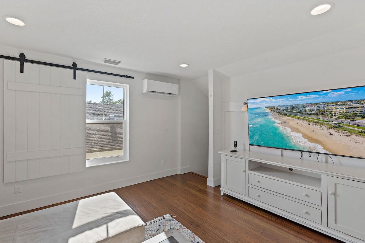 This space is perfect for tucking the kiddos in for a movie night!