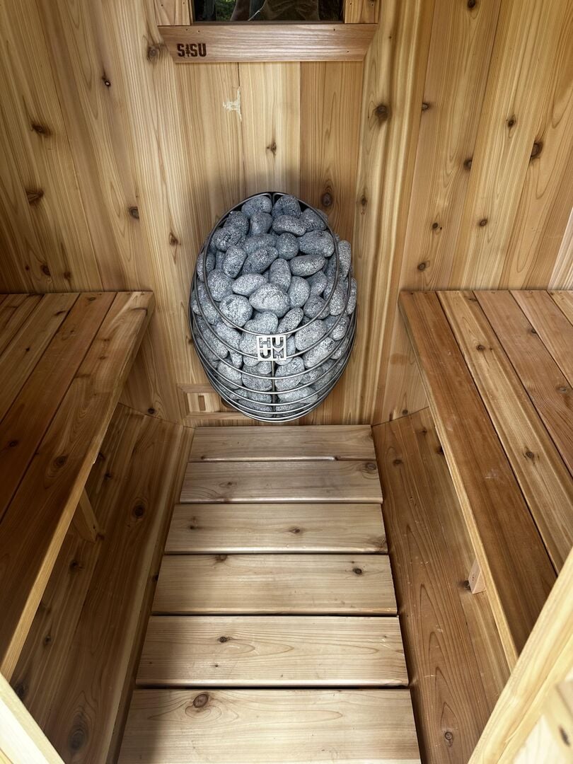 Relax and get your sweat on in our barrel sauna