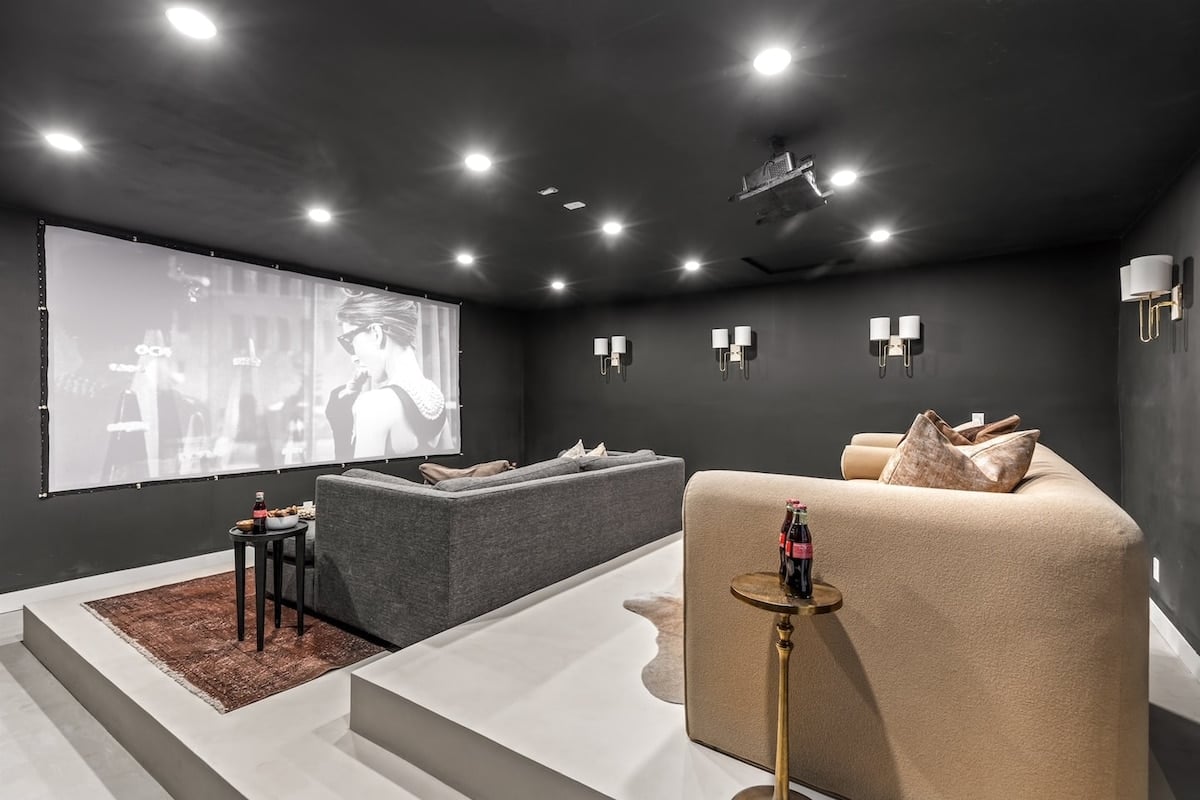 Indoor movie theatre for cozy night time movies and entertainment for the whole group.