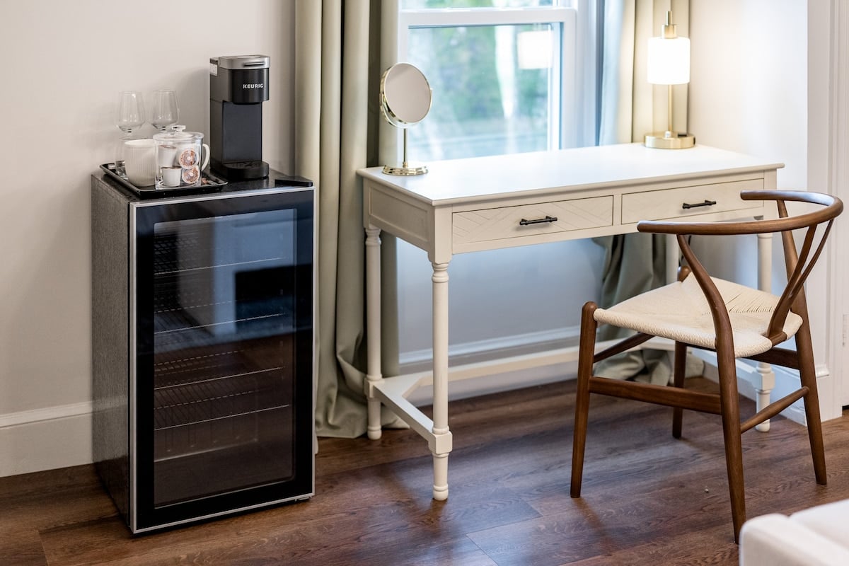 Desk, mini fridge, Keurig, & microwave (not pictured)