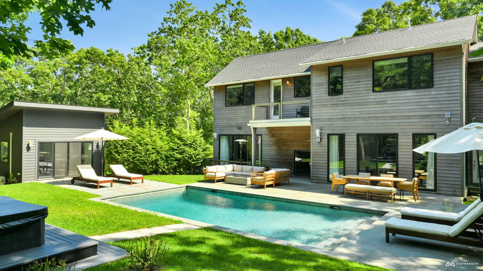 Sheltered by oak and pine on Water Mill's quietest lane in Water Mill, NY