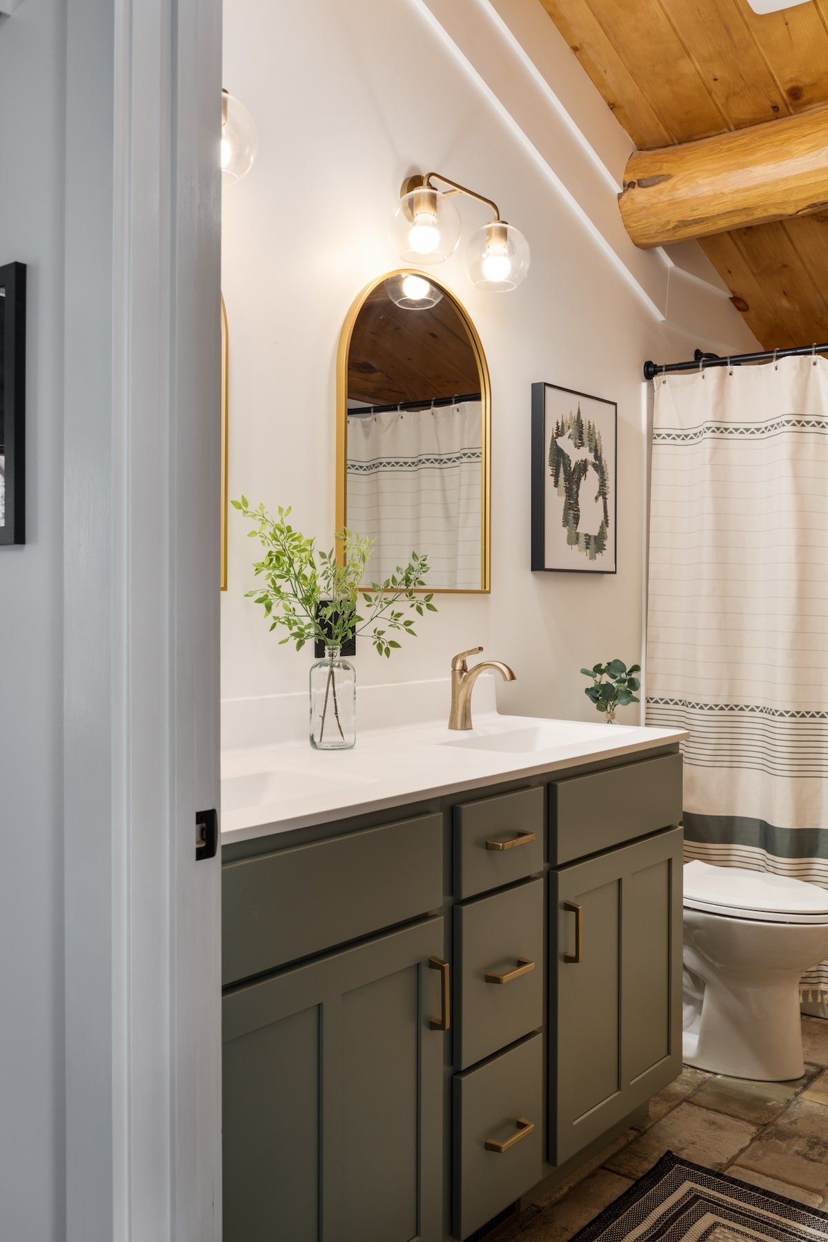Full bathroom with shower/tub and dual vanity- located on the second floor