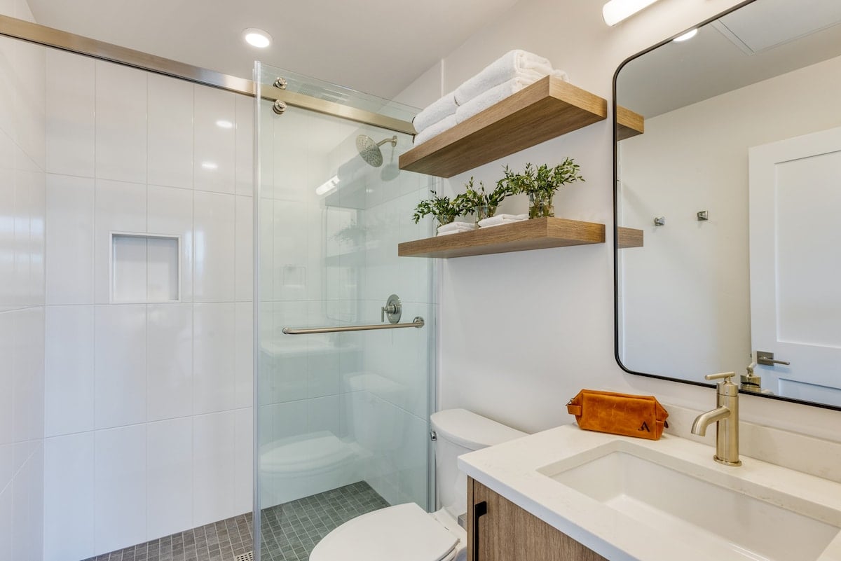 The primary bedroom's ensuite features a shower.