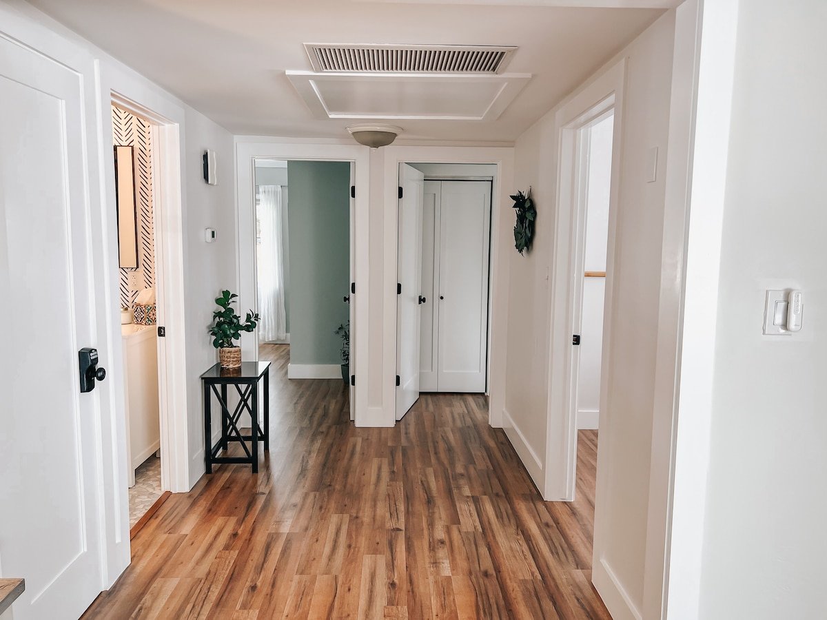 Main hallway leading to the bedrooms and bathroom