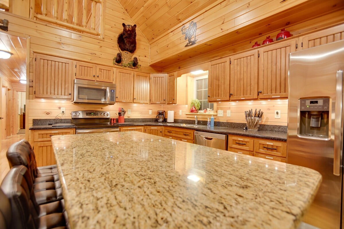 This large kitchen island makes cooking and cleaning up a breeze!