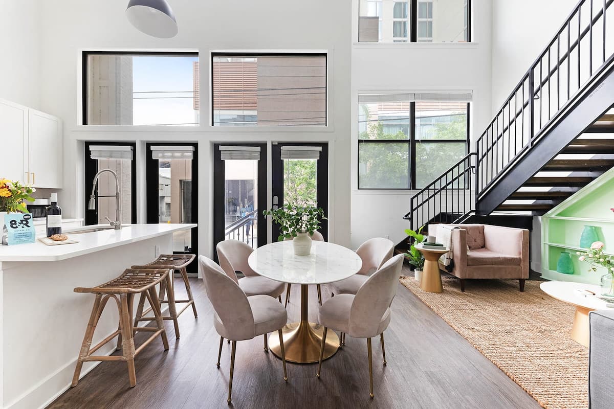 The open layout enhances sightlines and fosters easy communication throughout the space.