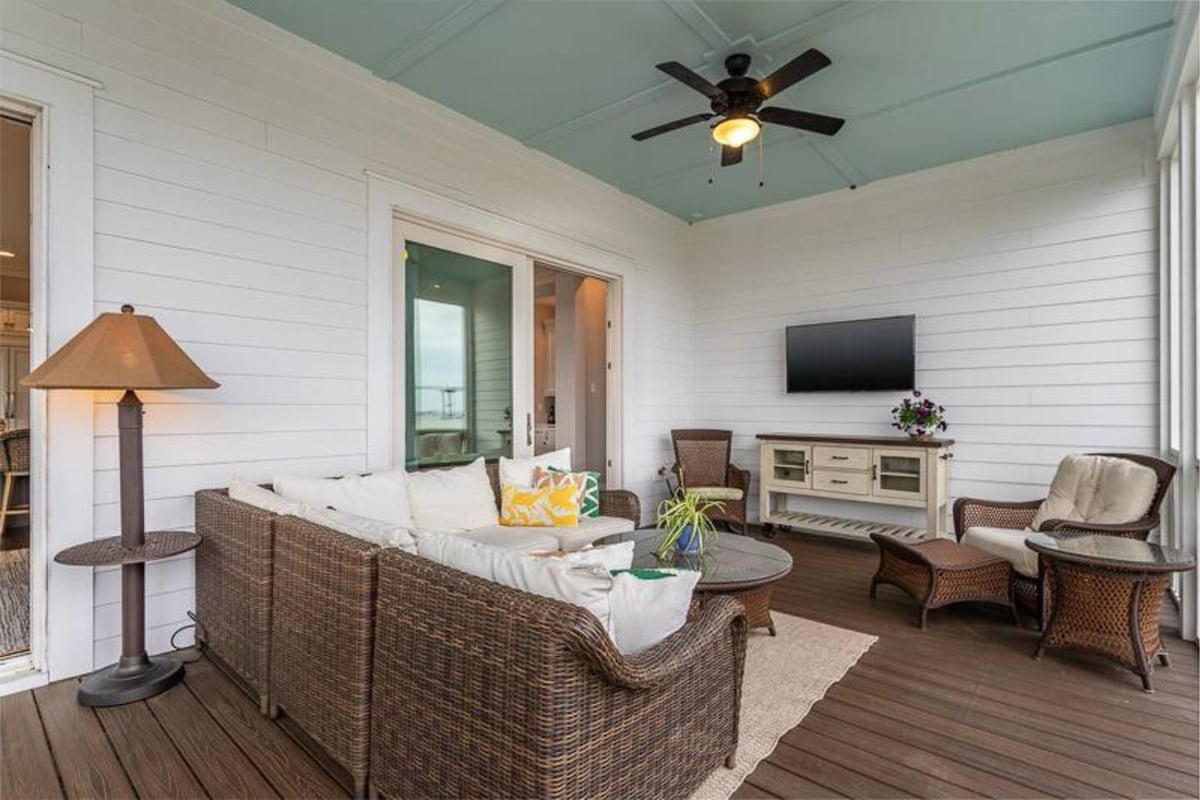 Enclosed Patio Seating with Smart TV