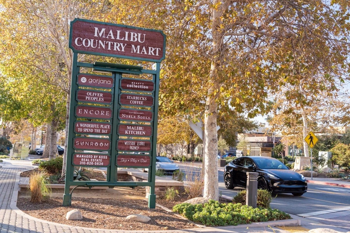 The Malibu Country Mart is approx. 1.2 miles away and is reachable by foot or car.