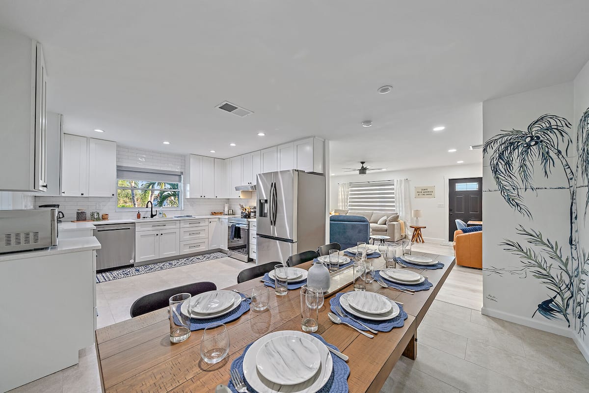 This beautiful dining table seats 8!
