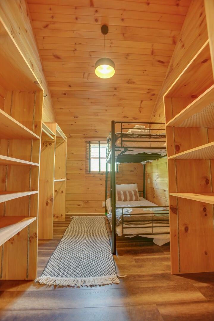 Huge Closet attached to bedroom 3 w/ a bunk bed (2 twin mattresses) on the 2nd floor. Perfect for children.
