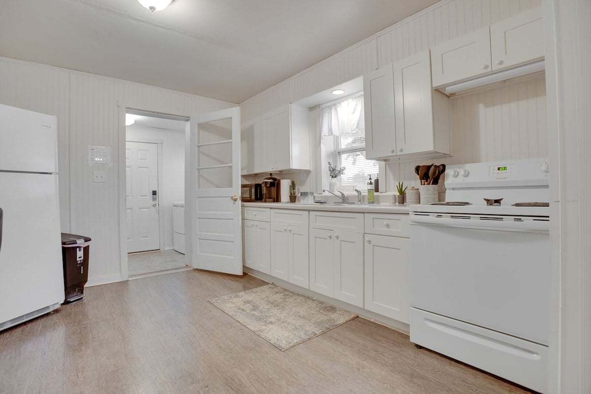 This kitchen is fully-equipped with all of your cooking and baking essentials! (no food)