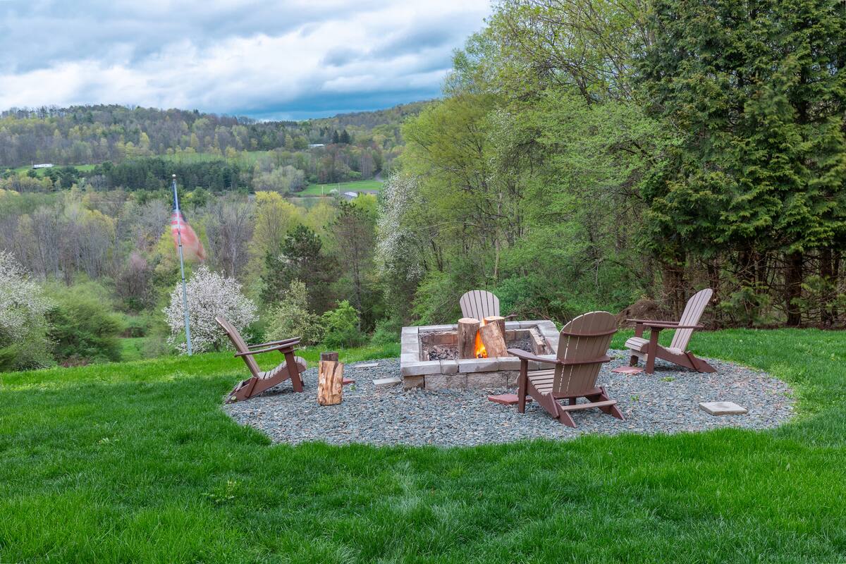 Outside you'll love to enjoy the perfect cool evening by the fire pit! Don't forget the s'more ingredients!
