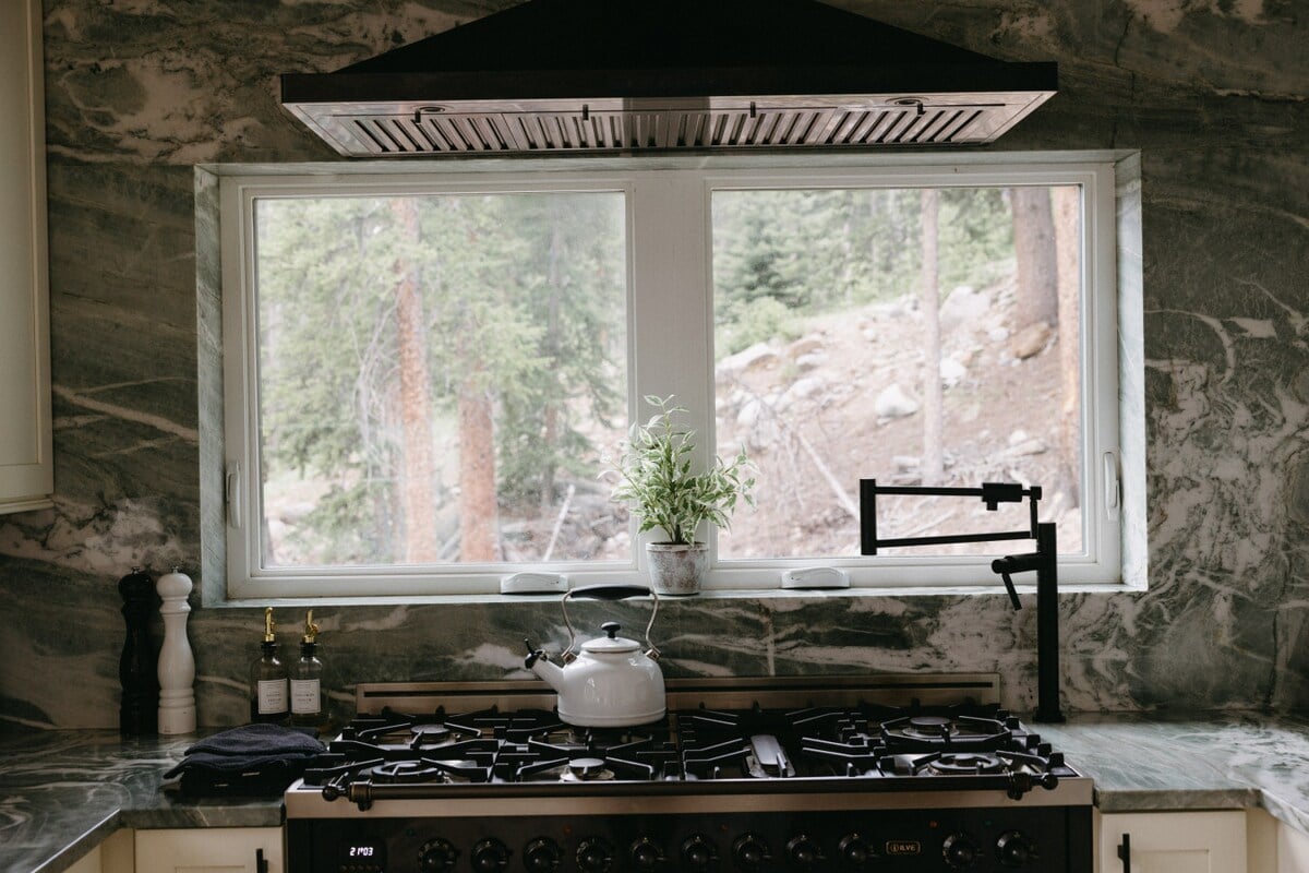 Large professional cooking range with a view. Perfect and stocked for the home chef or add on our Private Chef Partnership to celebrate!