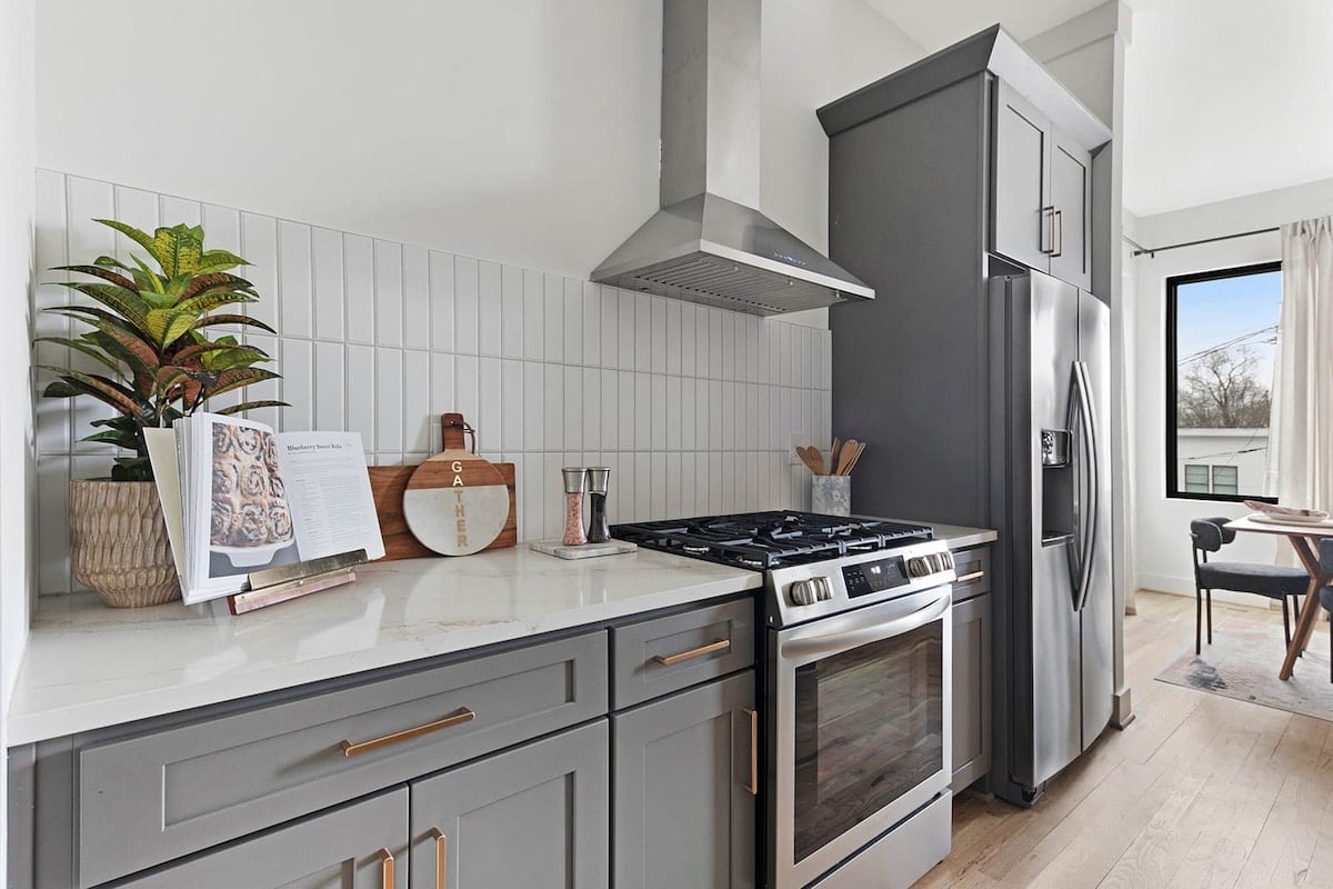 Fully Stocked Kitchen with Modern Appliances and Ample Storage