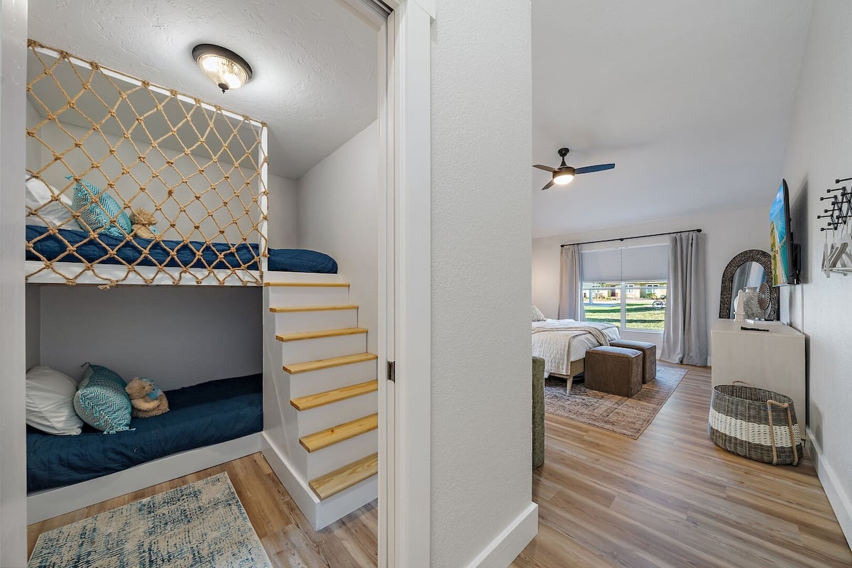 Connected to bedroom 1 is a custom built bunk space. Perfect for families on vacation!