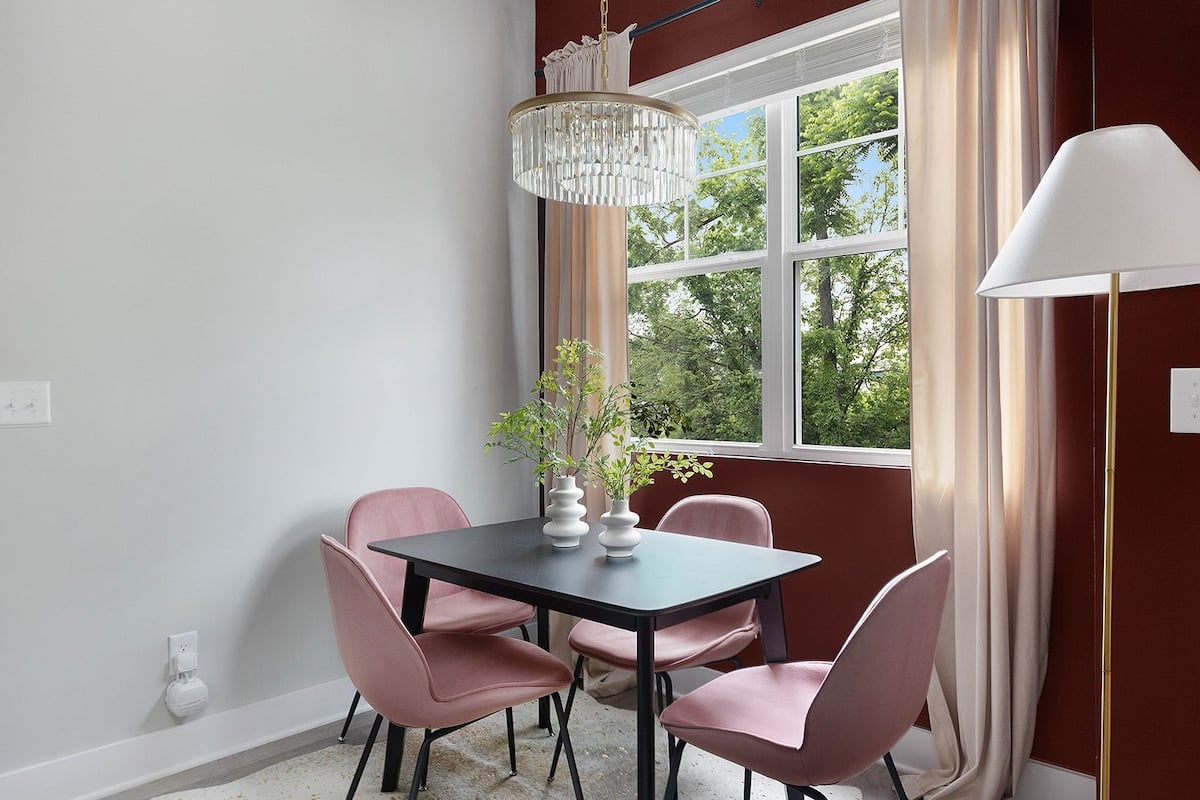 Dine in style—our chic nook comfortably seats four!