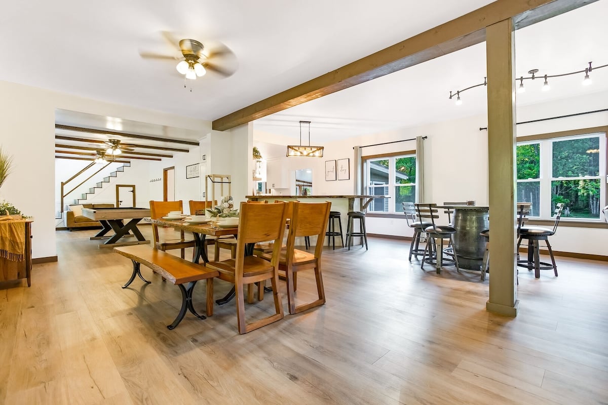 The open-floor plan of this home means that no one has to miss out on the action!